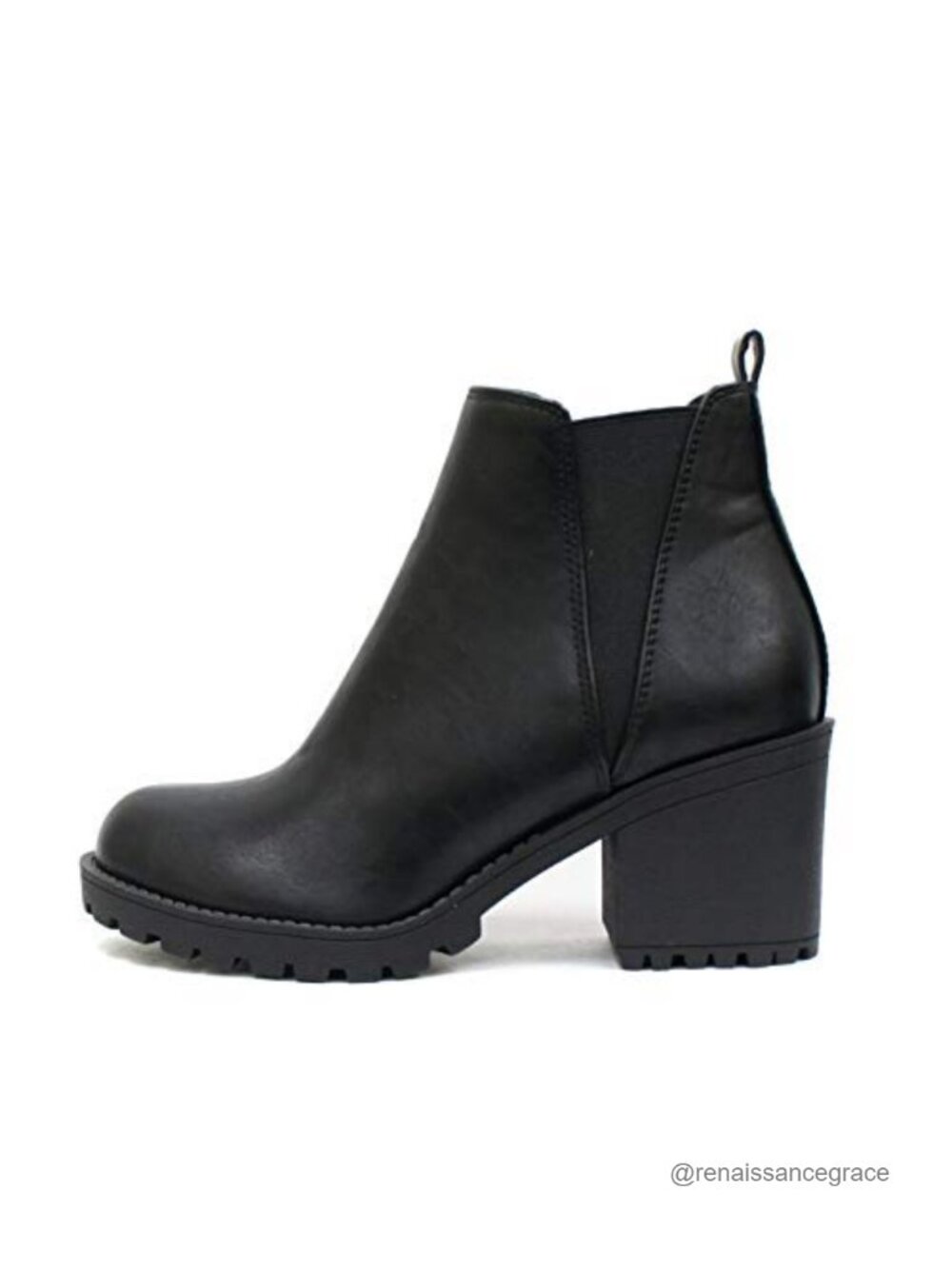 Womens Ankle Bootie Block Heel Faux Suede Double Elastic Gore